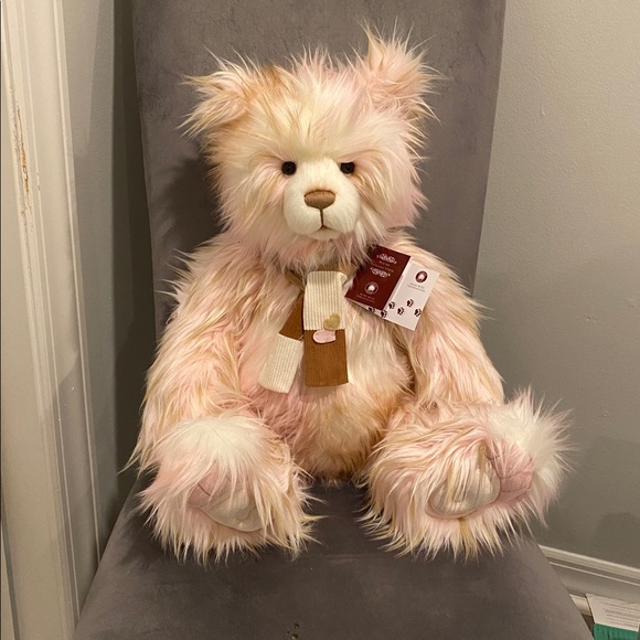 Fluffy Pink and White Teddy Bear - Picture 2 of 2